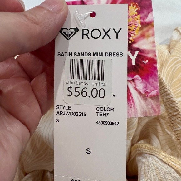 Roxy Satin Sands Mini Dress Puff Sleeve Open Back S - Picture 10 of 11